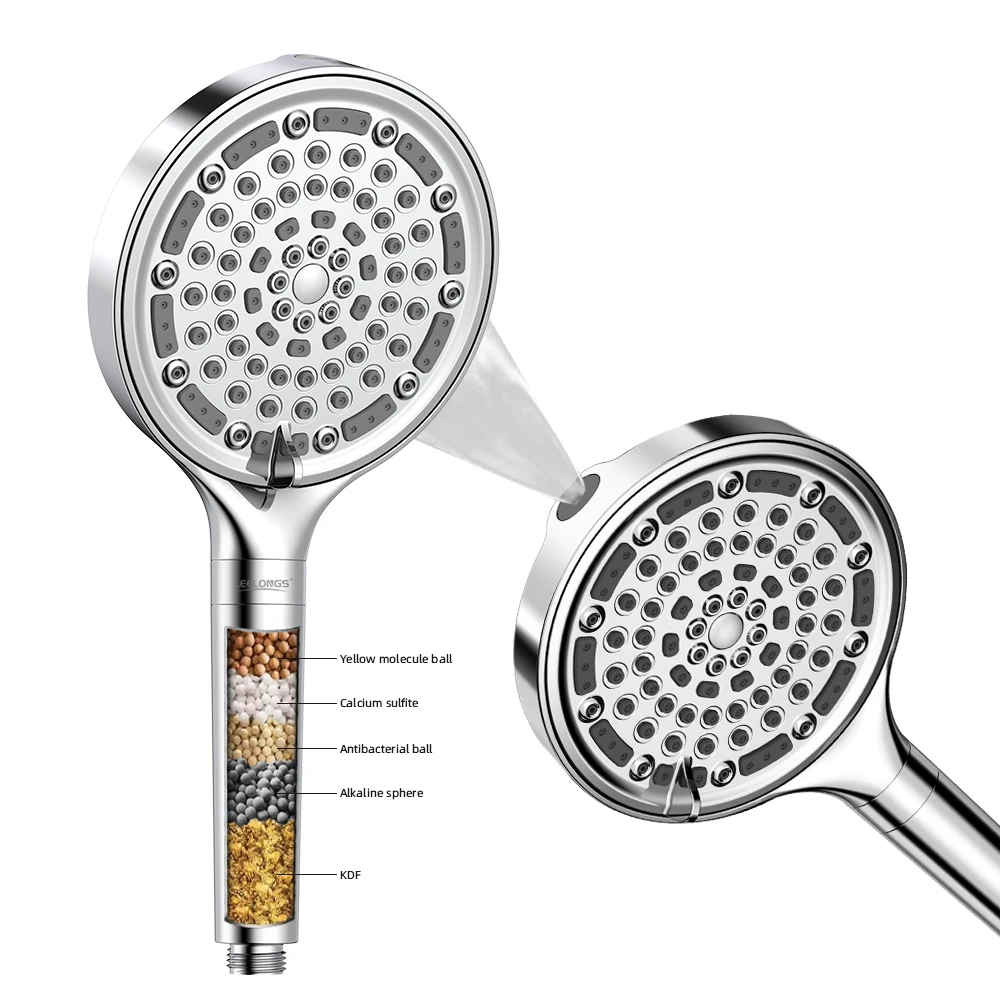 Powerful Pressurized Filter Hand Shower Negative Ion Filter Spray Shower Head For Chlorine