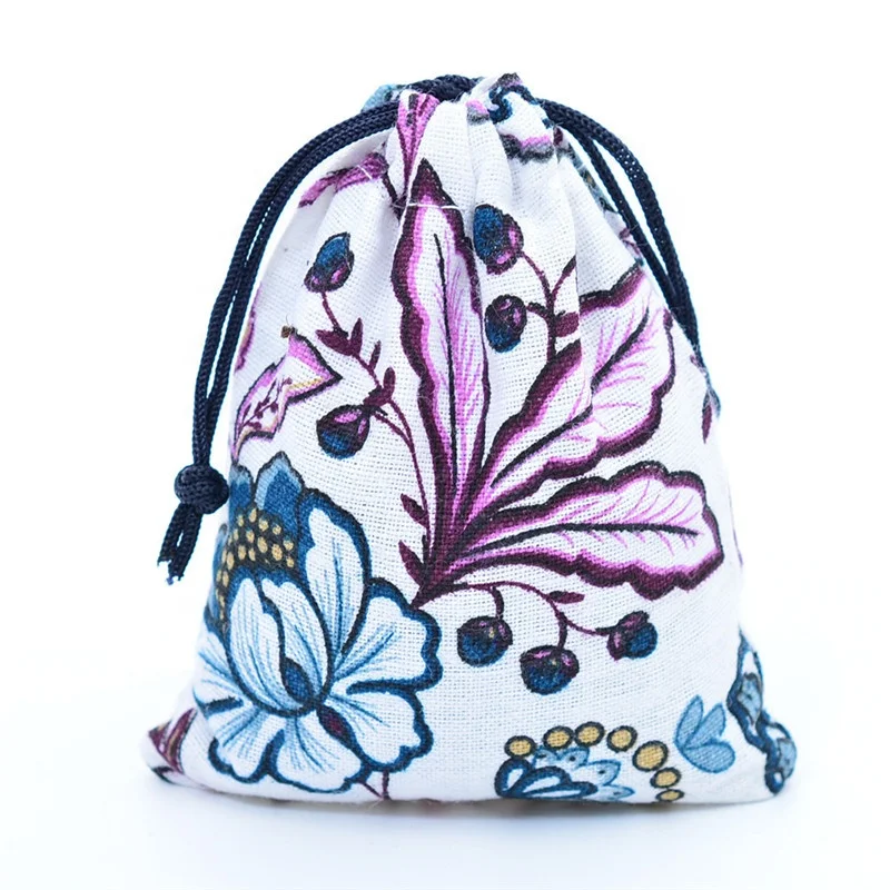 
Jewelry Packaging Pouch 10x12cm Wedding Christmas Gift Burlap Jute Bags Chinese Style Cotton Linen Drawstring Bag 