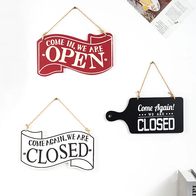 Double-sided Open/Closed License Plate Store Wall Decor Restrooms Tin Vintage Road Guide Sign Plaques Poster