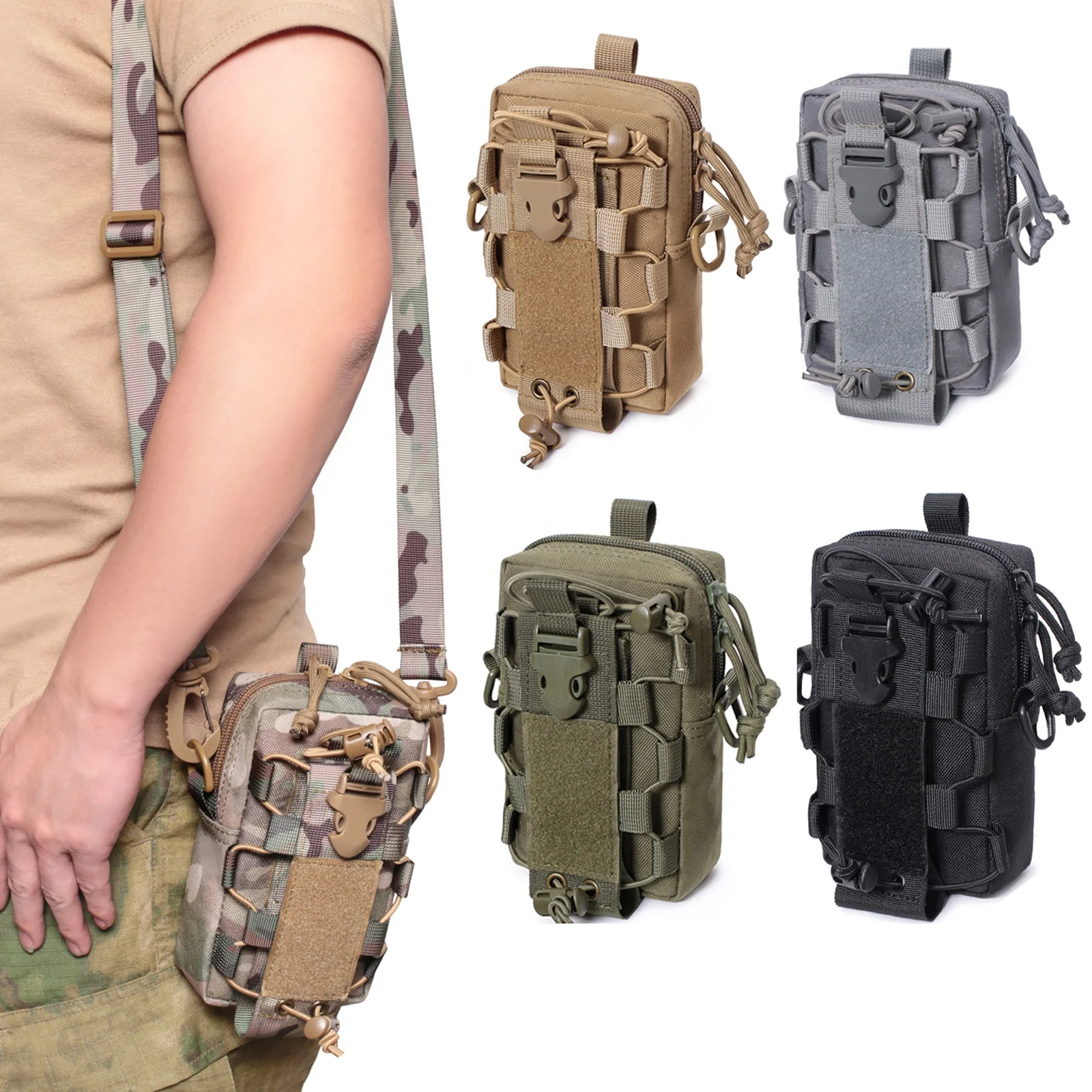 Universal  sling shoulder bag Tactical Molle Belt Loop Hook waist Pouch for Mobile Phones