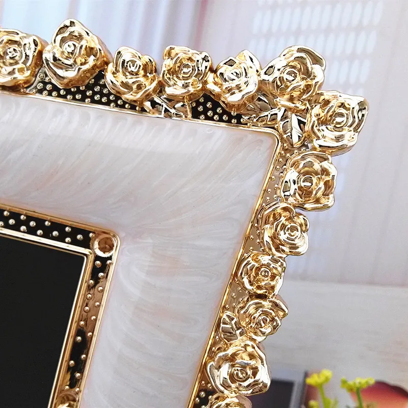 New Design Wedding Diamond Gold Women Marcos De Fotos Resin Gifts Memory Picture Photo Frame