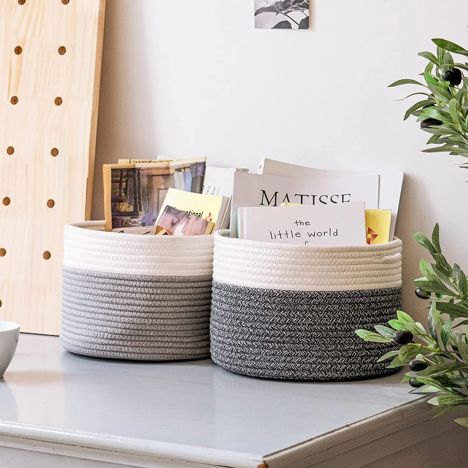 Homeplus 2024 Best sale large size woven space saving macrame cotton cord laundry bucket with handles For Laundry Kitchen