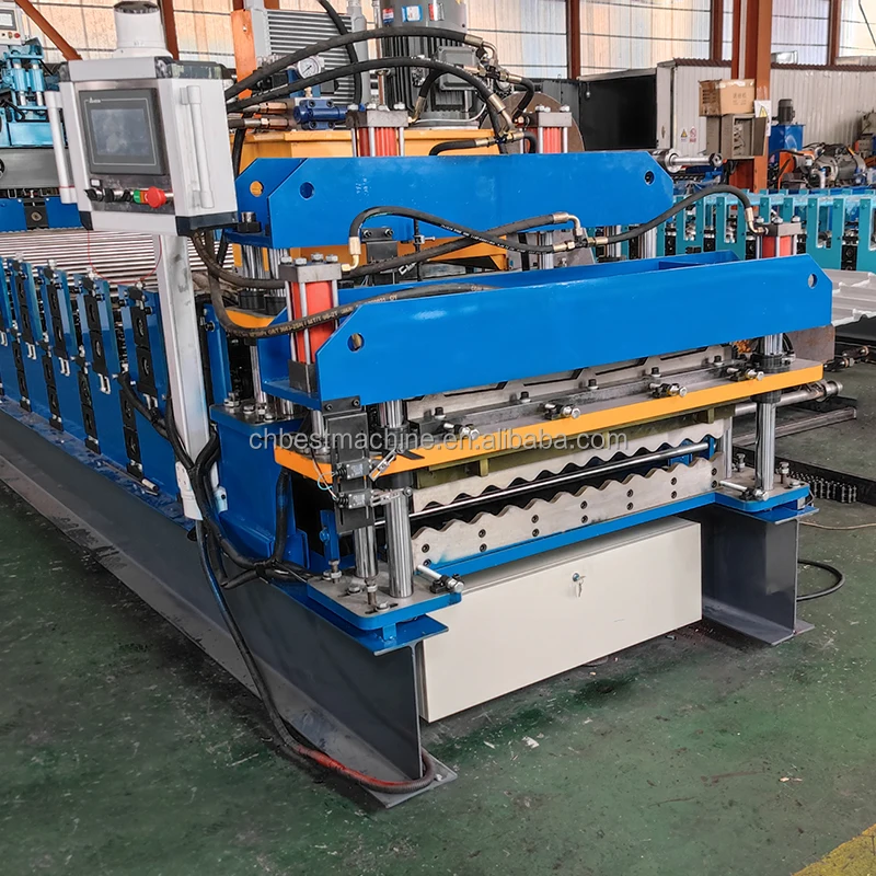 Double Layer Glazed Tile Aluminium Roofing Panel 840 IBR Trapezoidal Sheet 836 Corrugated Iron Making Roll Forming Machine