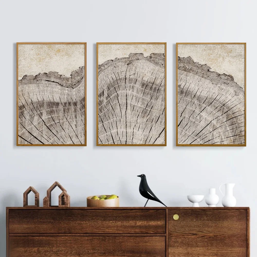 Hot Selling Tree Rings Texture Decorative Painting Wall Arts Home Decor PS Plastic Frame MDF Back Board Canvas Painting