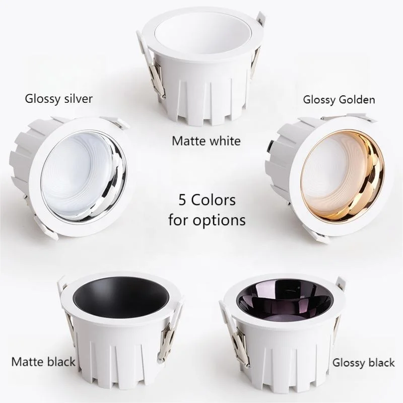 3 colors 3000k 4000k 6000k  anti-glare LED downlight  for kitchen hotel no main light design wholesale Osram COB led spotlight