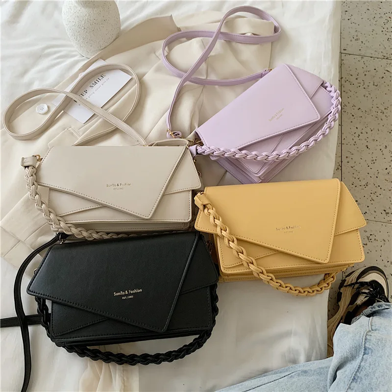 
New Hand Bags Female 2021 New Trendy Fashion Weave Tape One Shoulder Designer Small Square Bag Ladies Purse Handbags 