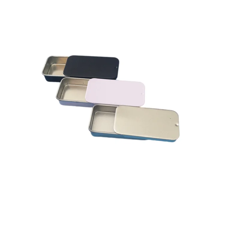 Low price rectangular sliding cosmetic tin containers tin containers for storing wax, cream, eyebrow soap, powder, solid oils