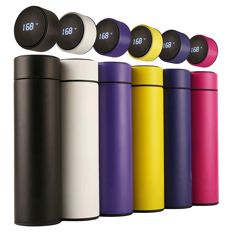 Vacuum insulated mug stainless steel promotional smart drinkware water bottle with led temperature display