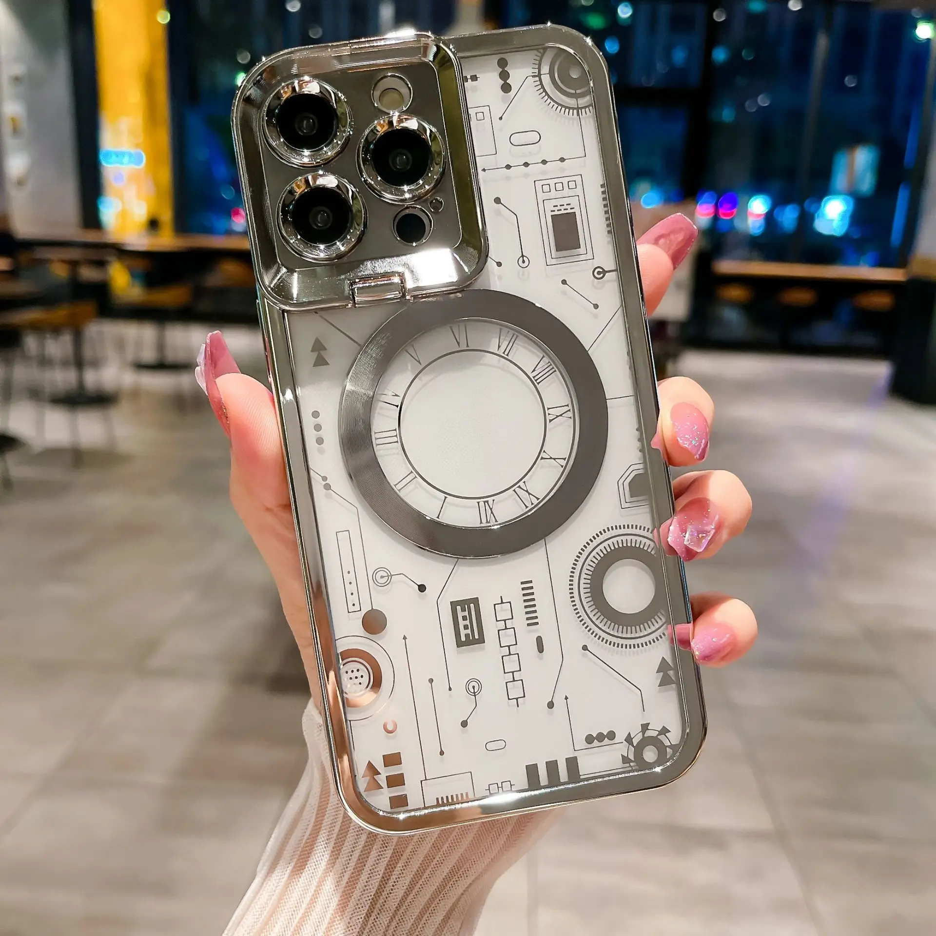 New phone case for iPhone14ProMax circuit diagram lens frame bracket CD 12/13 magnetic absorption all-inclusive protective shell