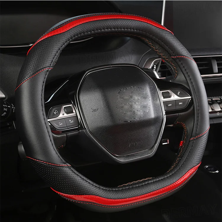 RTS for Peugeot 3008 4008 5008 car steering wheel cover carbon fiber leather interior car accessories steering wheel cover