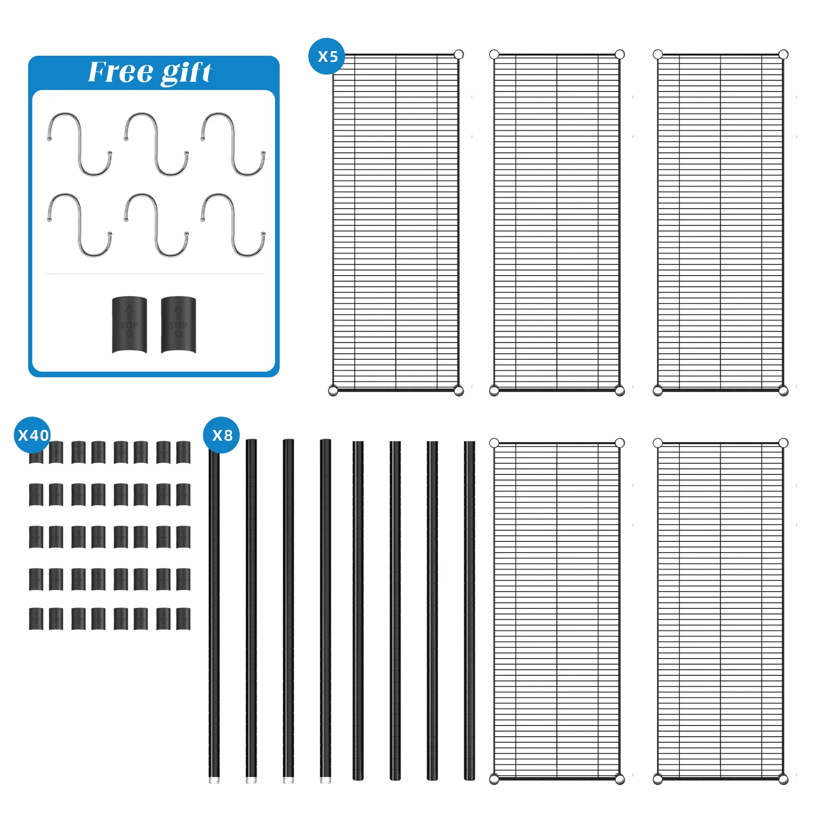 Guan River 5-Shelf Adjustable Metal Wire Shelving Unit Heavy Duty Storage Rack  for garage warehouse