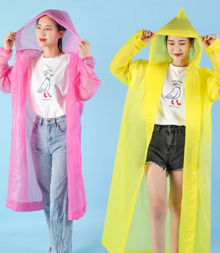 Disposable Adult EVA Raincoat Portable One-Piece Thickened Poncho Lengthened Raincoat for Motorcycle Use