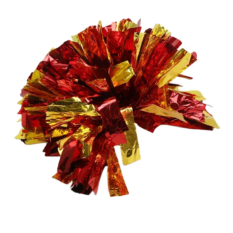 Specialty Glitter Rainbow And Gold Metallic Hand Baton Cheerleading Pompom Flower Ball