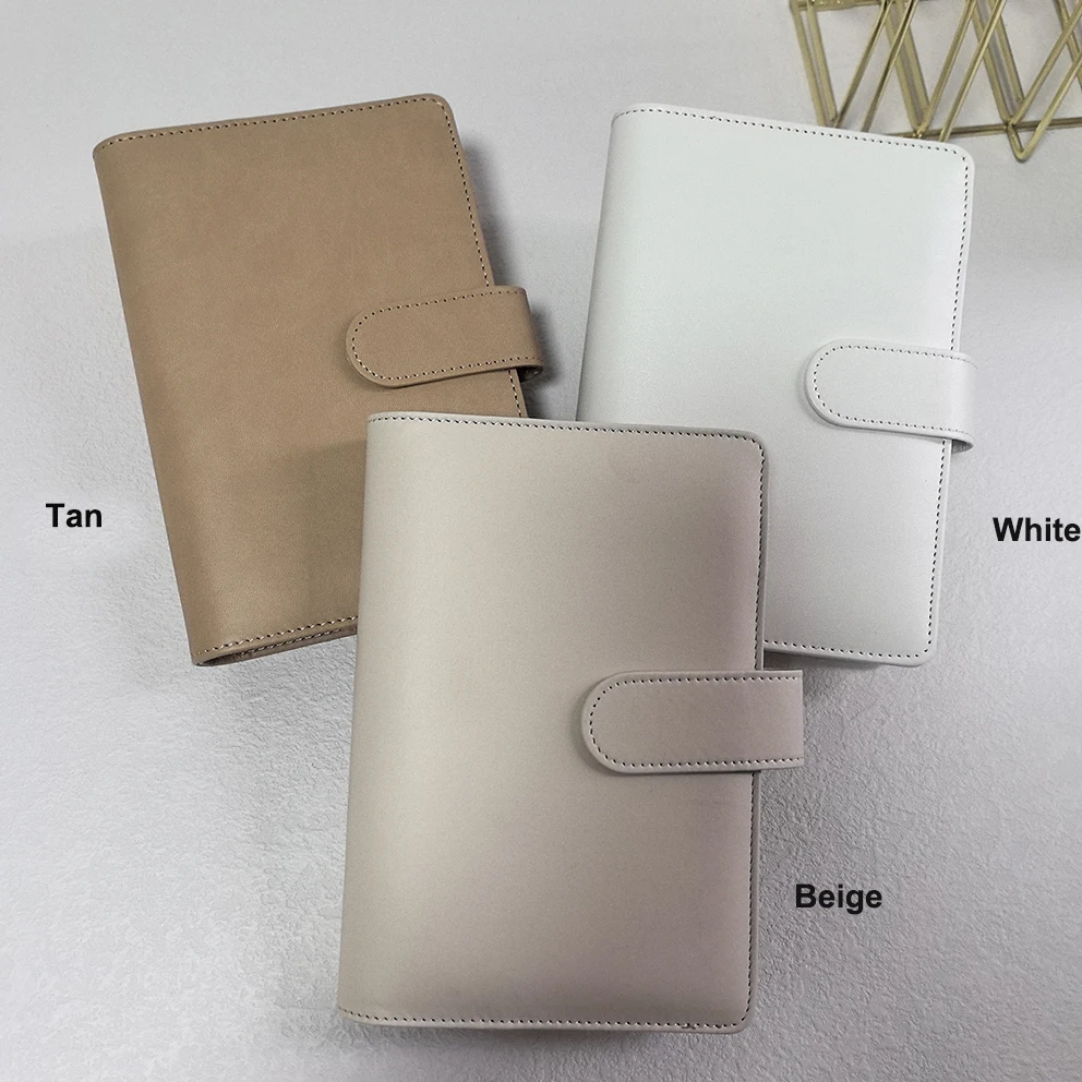 Wholesale RTS Reliable Executive Soft Macaron Tan Beige PU Leather A6 Money Budget Binder Organizer for Budgeting Cash Envelope