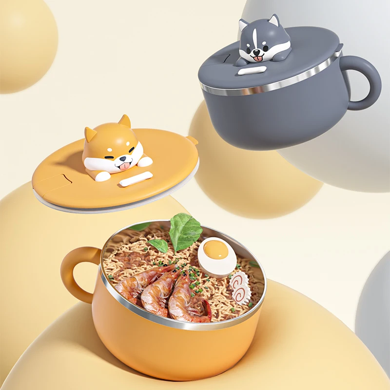 Новый дизайн милая миска для собак Детская 304 из нержавеющей стали 1200 мл мультяшная коробка завтрака лапши быстрого приготовления