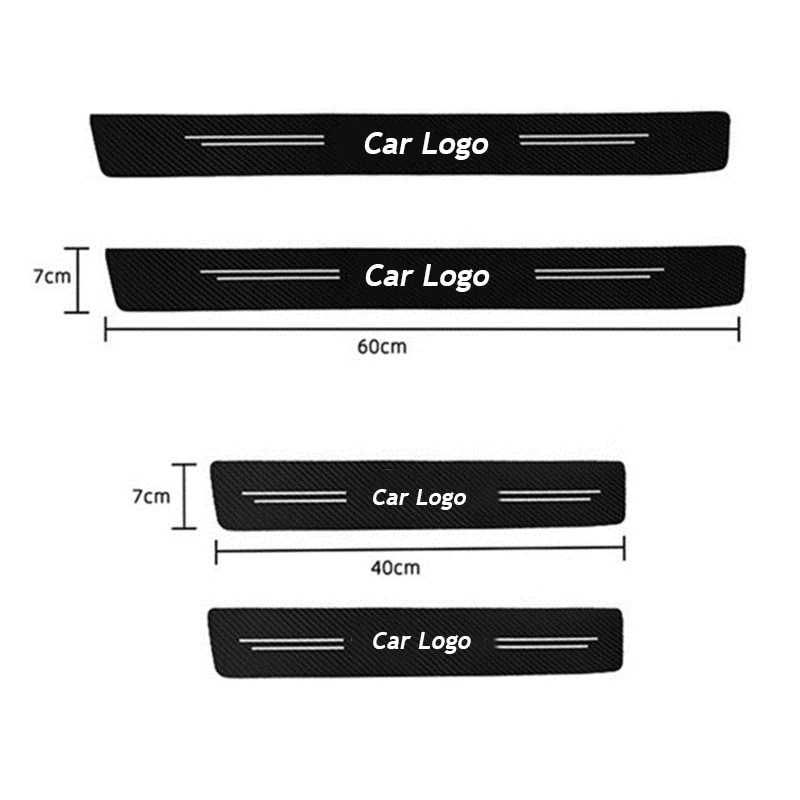 4Pcs Carbon Fiber Car Door Sill Protector Leather Car Stickers Accessories
