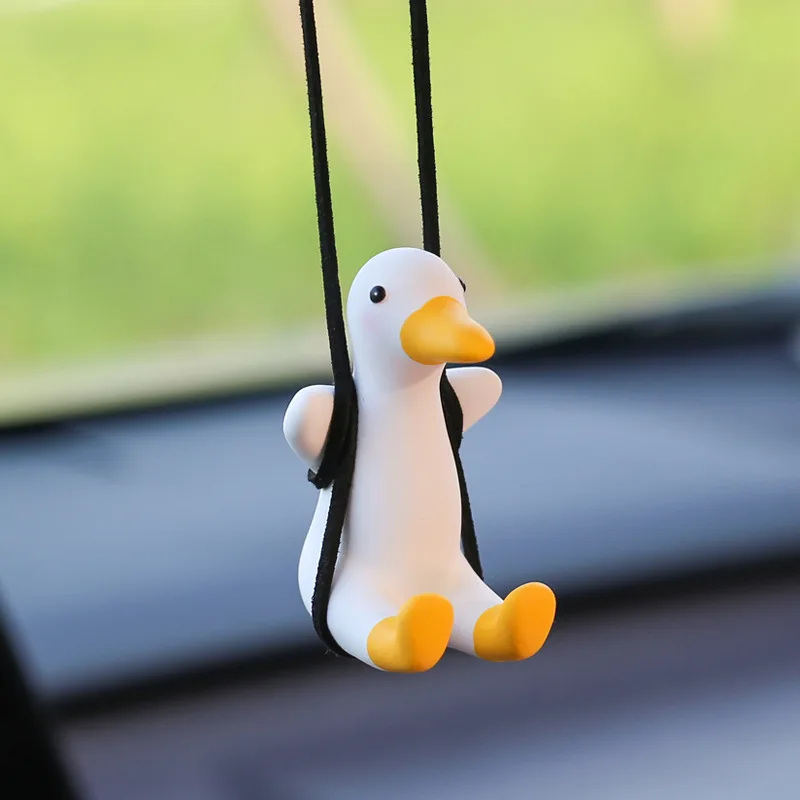 Amazon Hot Sale Car Interior Accessories Cute Duck Hanging Rearview Mirror Swing Duck Car Hanging Pendant