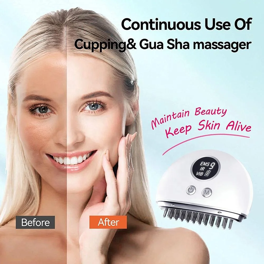 Electric Massager For Body Vibration EMS Microcurrent Infrared Therapy Facial Scraping Comb Dredging Meridian Massage Brush