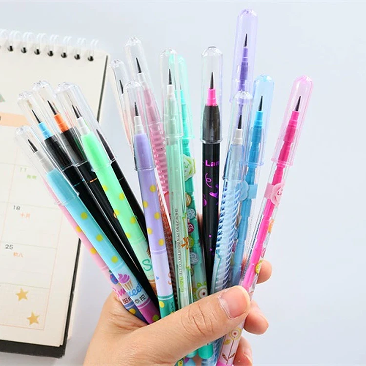 Plastic 11Tips Multicolor Push Point Fun Pencils Kawaii Novelty Stationery Gifts Bullet Stackable Pencil Set