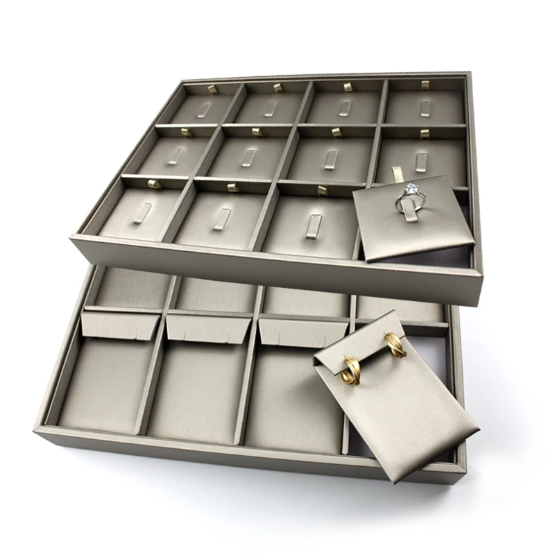 Wholesale  PU Leather Display Jewelry Luxury Jewelry Tray Display for Ring Necklace Earring Custom Jewelry Display Tray