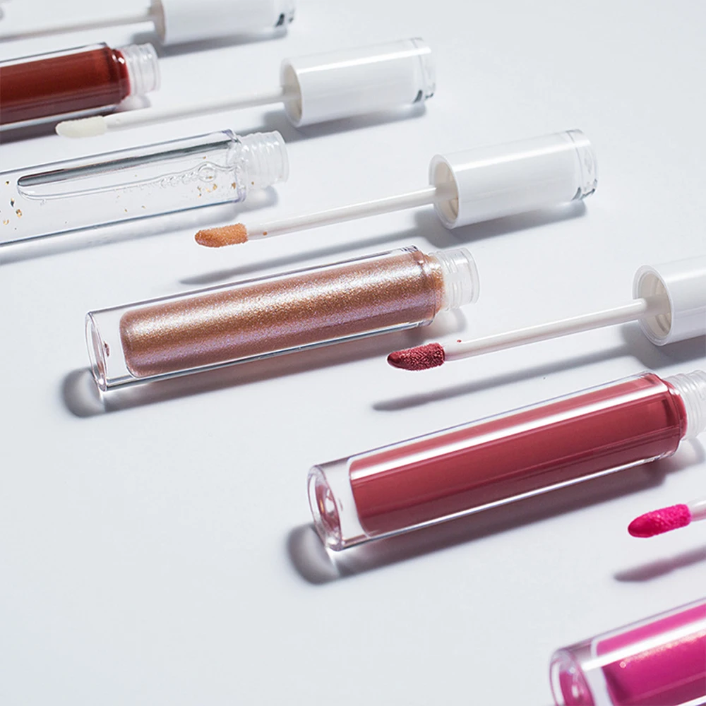 MLM Custom Makeup Tasty Flavored Plumping Glitter Glossy Private Label Shiny Lip Gloss Liquid Lipstick Set Waterproof