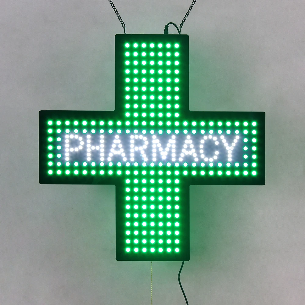 European drugstore door advertising signs 48CM LED cross indicator hanging in the interior of the LED PHARMACY SIGN