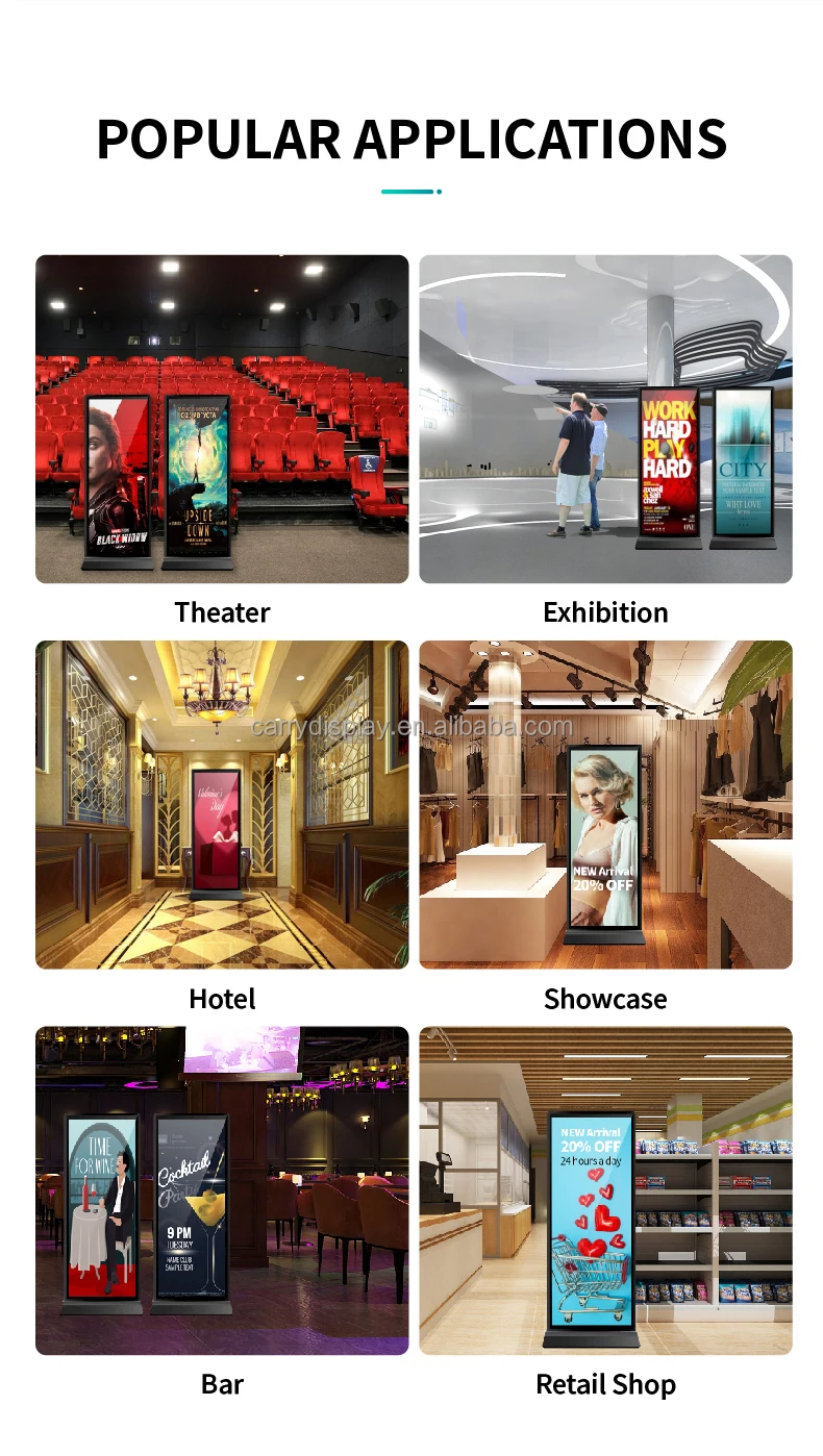 70 75 Inch Full Screen Indoor Shopping Mall LCD Display Floor Standing Digital Signage Totem Advertising Player