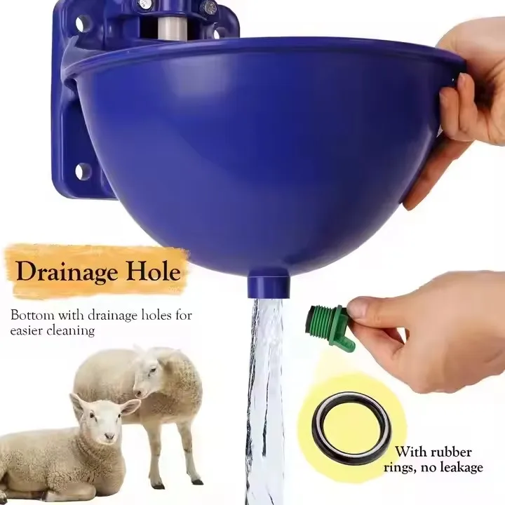 Livestock Drinking Water System Pig Cow and Sheep Automatic Plastic Drinking Bowl With Float Animal Pet Blue Drinking Trough
