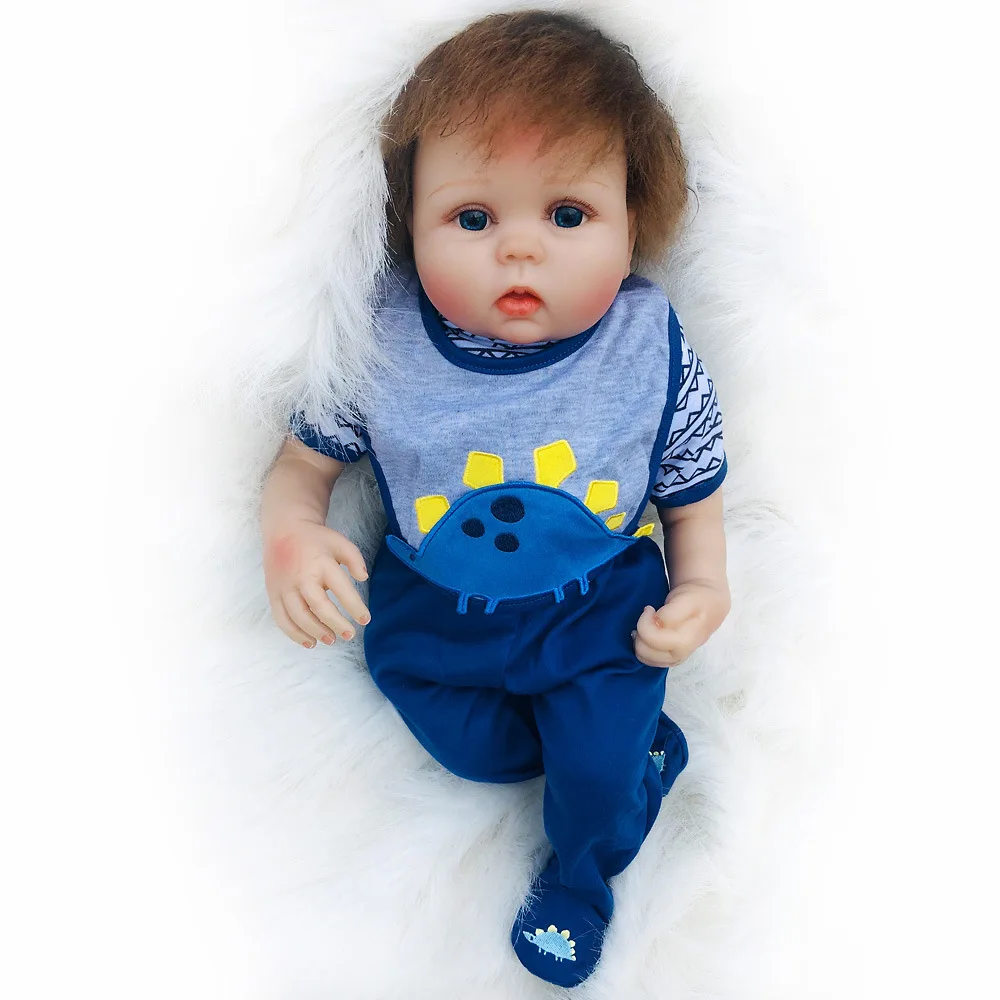 Style 22 Inch Reborn Baby Doll Soft Silicone Touch Real Cosplay Gray Rat Boy with Rooted Mohair Baby Doll New Desi