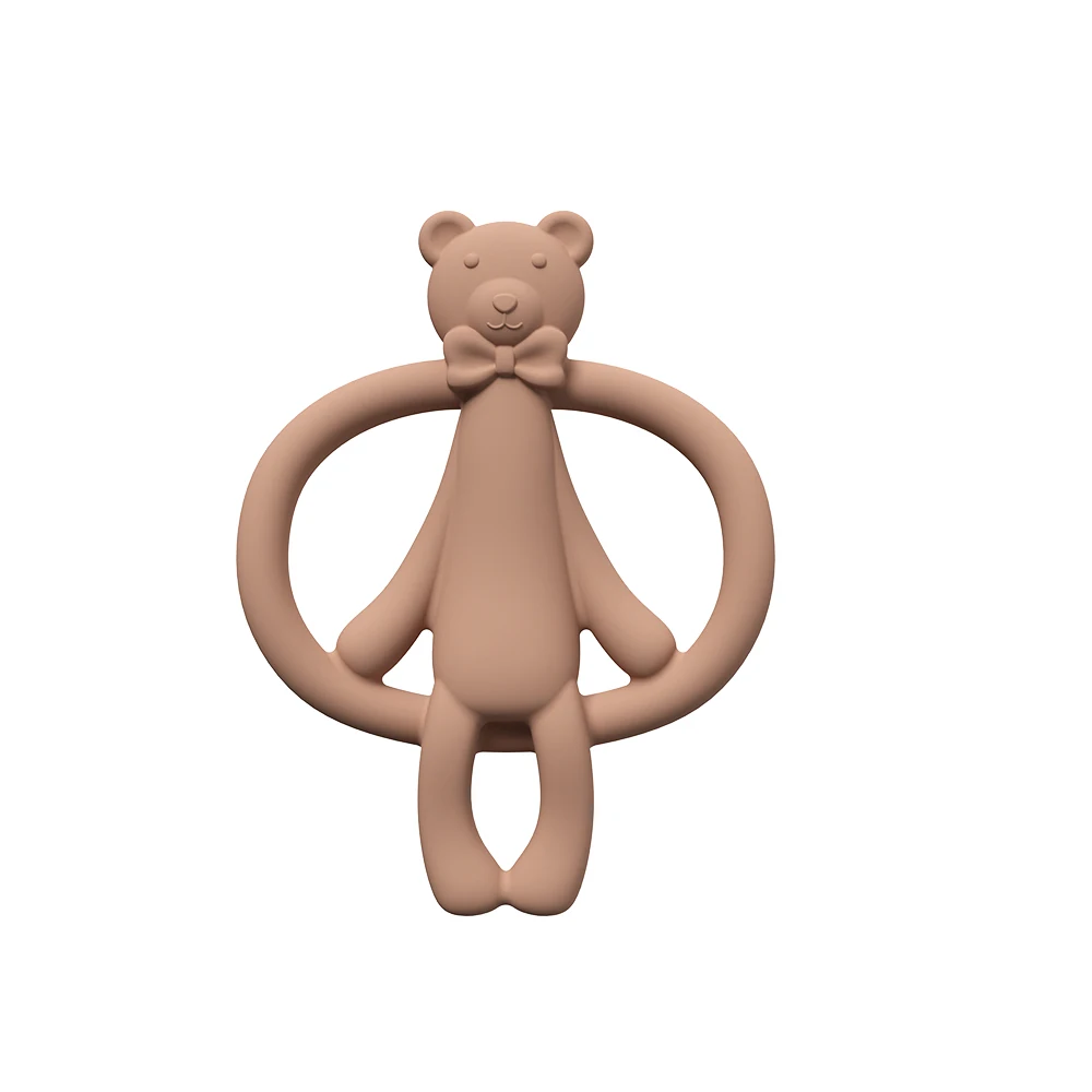 New Silicone Cute Animal Teether Baby Toy Teething Ring Food Grade Cartoon Bear Shaped Baby Teethers