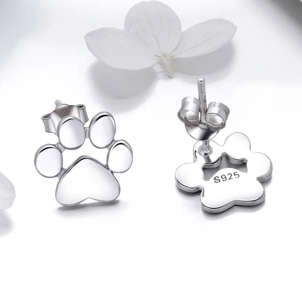 Lovely pet dog paw print S925 sterling silver personality earrings for girls
