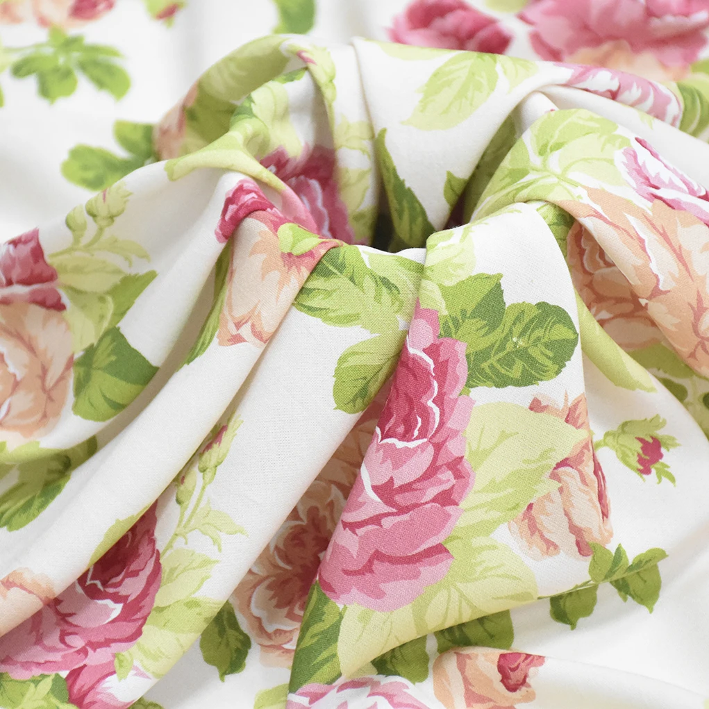 100% Twill Rayon Woven Fabric  Custom Digital Print Rose Flowers any Design 100gsm Soft Comfortable Viscose Fabric for Blouse