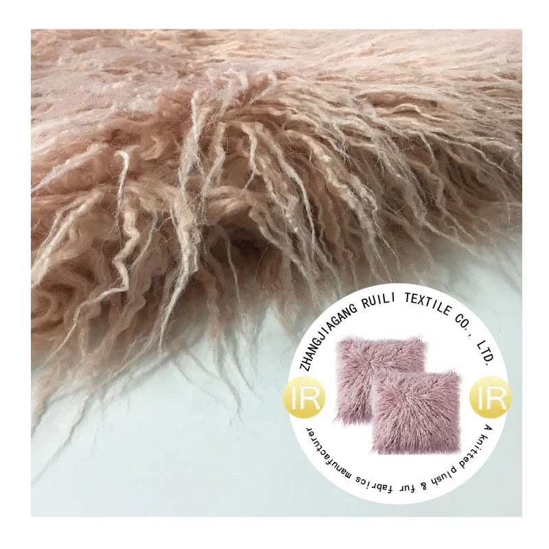 high quality long pile 80mm fake faux artificial curly mongolian lamb fur fabric