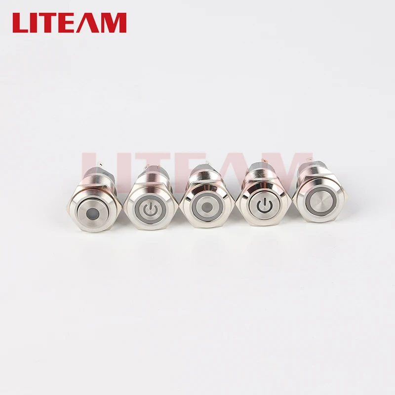19mm metal Waterproof  Flat Button Metal Waterproof Momentary Push Button Switch 2 Pins Self-Locking push button switch