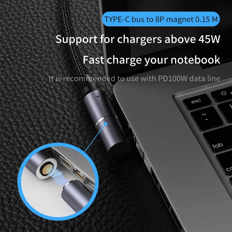 100 вт универсальное зарядное устройство для ноутбука с USB C PD на 8 контактов постоянного тока, магнитный кабель, шнур питания, адаптер для ноутбука Dell HP Asus Lenovo, кабель питания