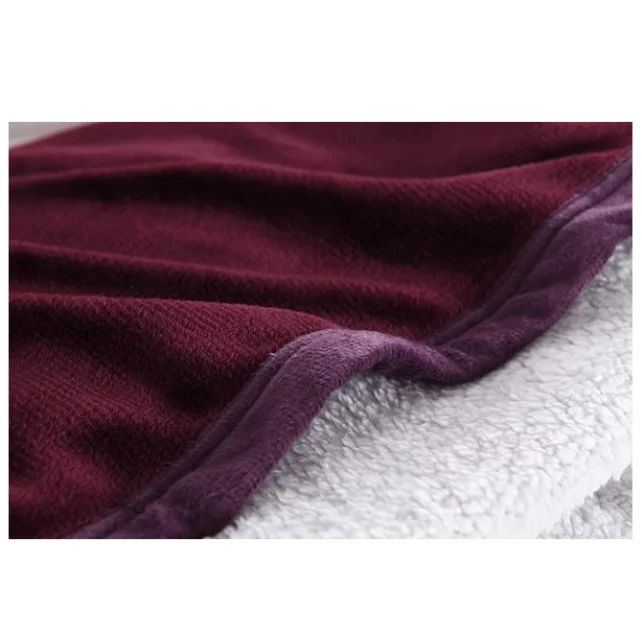 Custom Luxury Ultra Soft Double Ply Sherpa Fleece Blanket 100% Polyester Knitted Solid Pattern Modern Style for Home Use