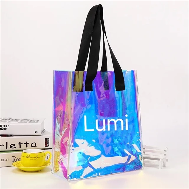 Custom Transparent PVC Shopping bag 2021 Reusable Fashion Logo Jelly Beach  Tote bag