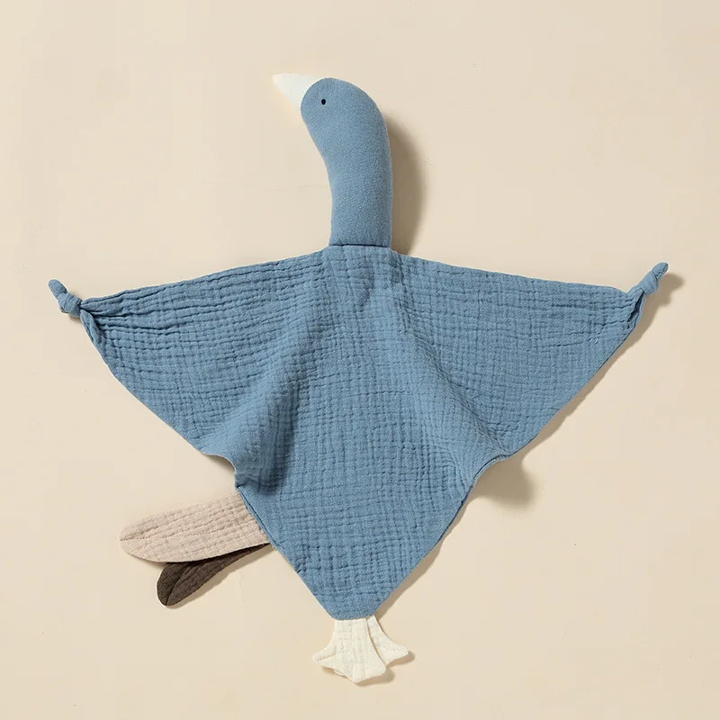 Hot Sale 0-1 Years Old Lovely Big Goose 100% Cotton Gauze Hand Puppet Sleeping Toys Nursing Security Blanket Baby Appease Towel