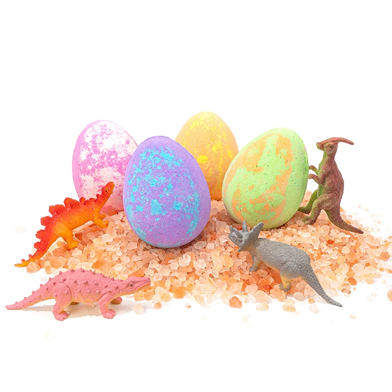 Wholesale Fizzies Bubble Bath Supplies Organic Cbd Cute Dinosaur Egg Bath Bomb With Toys Inside Kids Luxury Skin Care Set