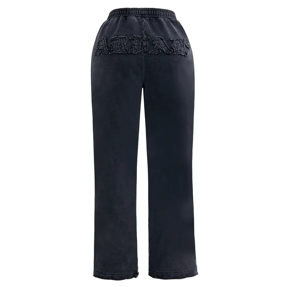 Womens 2 Piece Pants Set Cropped Jackets Heavyweight Cotton Full Zip Up Hoodies Acid Wash Tops Customized Logo Female