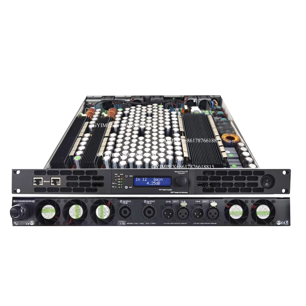 New technology Gallium Nitride+DANTE transformer new model powerful amplifier 1U 2 channel 2800W power amplifier with DSP FIR