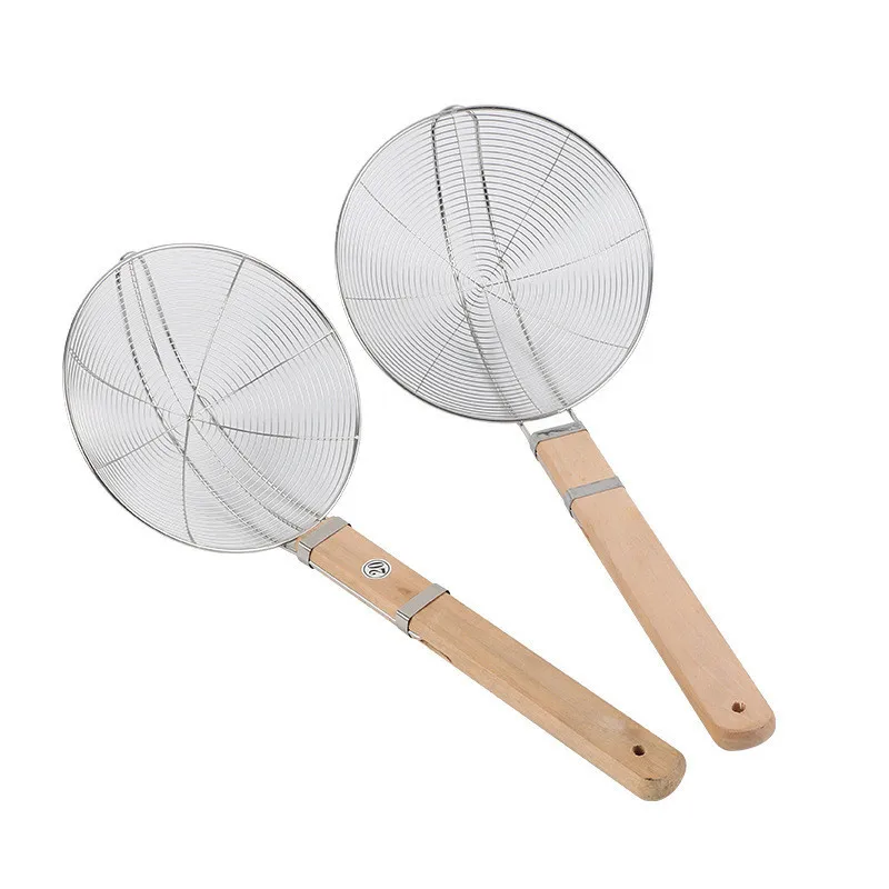 China Manufactur Oil Strainer Net Spoon Slotted Skimmer Metal Stainless Steel Kitchen Basket Colander Filter Spoon