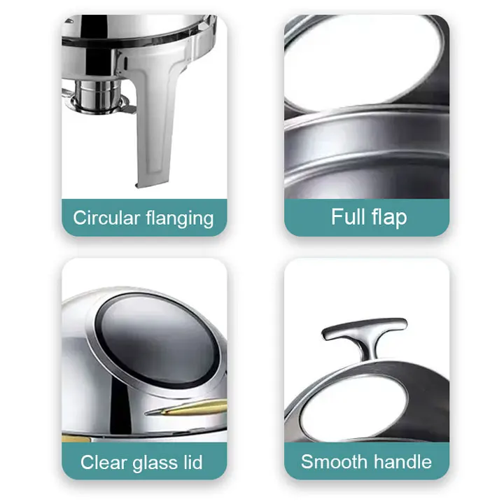 YITIAN Luxury Roll Top Stainless Steel Buffet Serving Dishes Stand Food Warmers Buffet Heater Chafing Dish