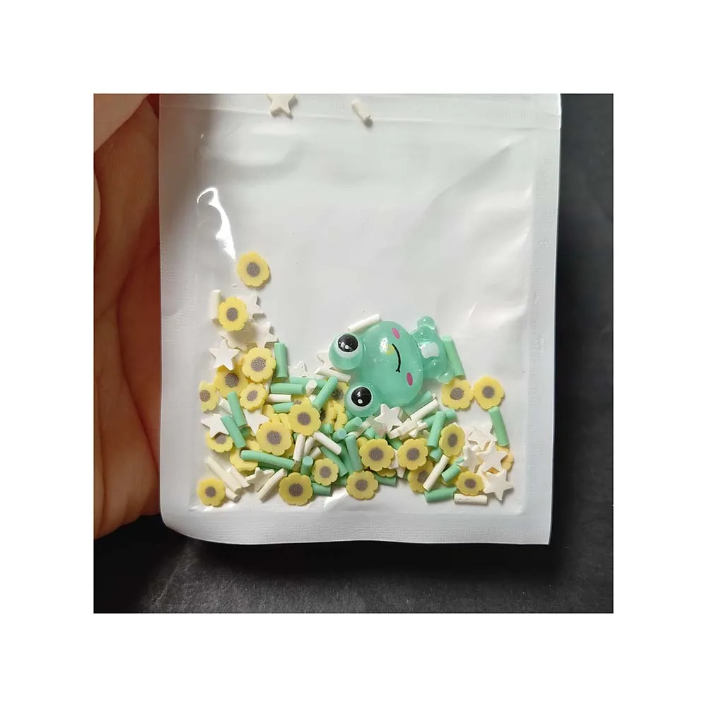 Wholesale small bag flower soft clay mix blue frog resin charms DIY slime phonecase cream glue cup filling
