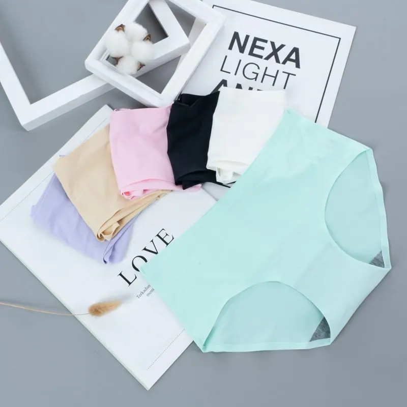 2022 Hot Sale Summer Solid Color  Breathable Soft Comfortable  Ice Silk Underwear Boxer womens Briefs