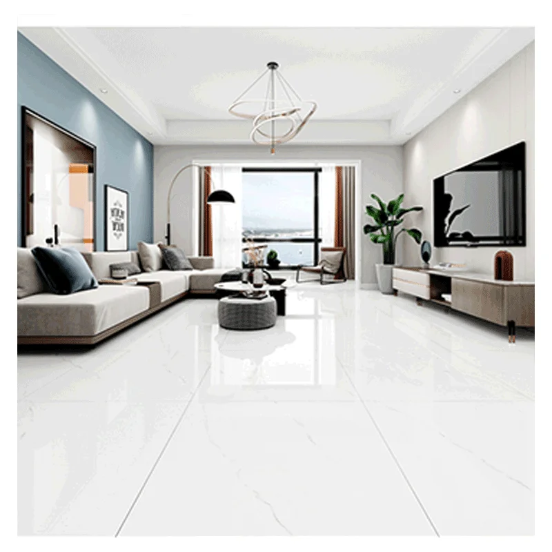 Guangdong Foshan 800x800x10 Living Room Bedroom Floor Tile Dark Grey Marble Pattern Glossy Non-slip Floor Tile