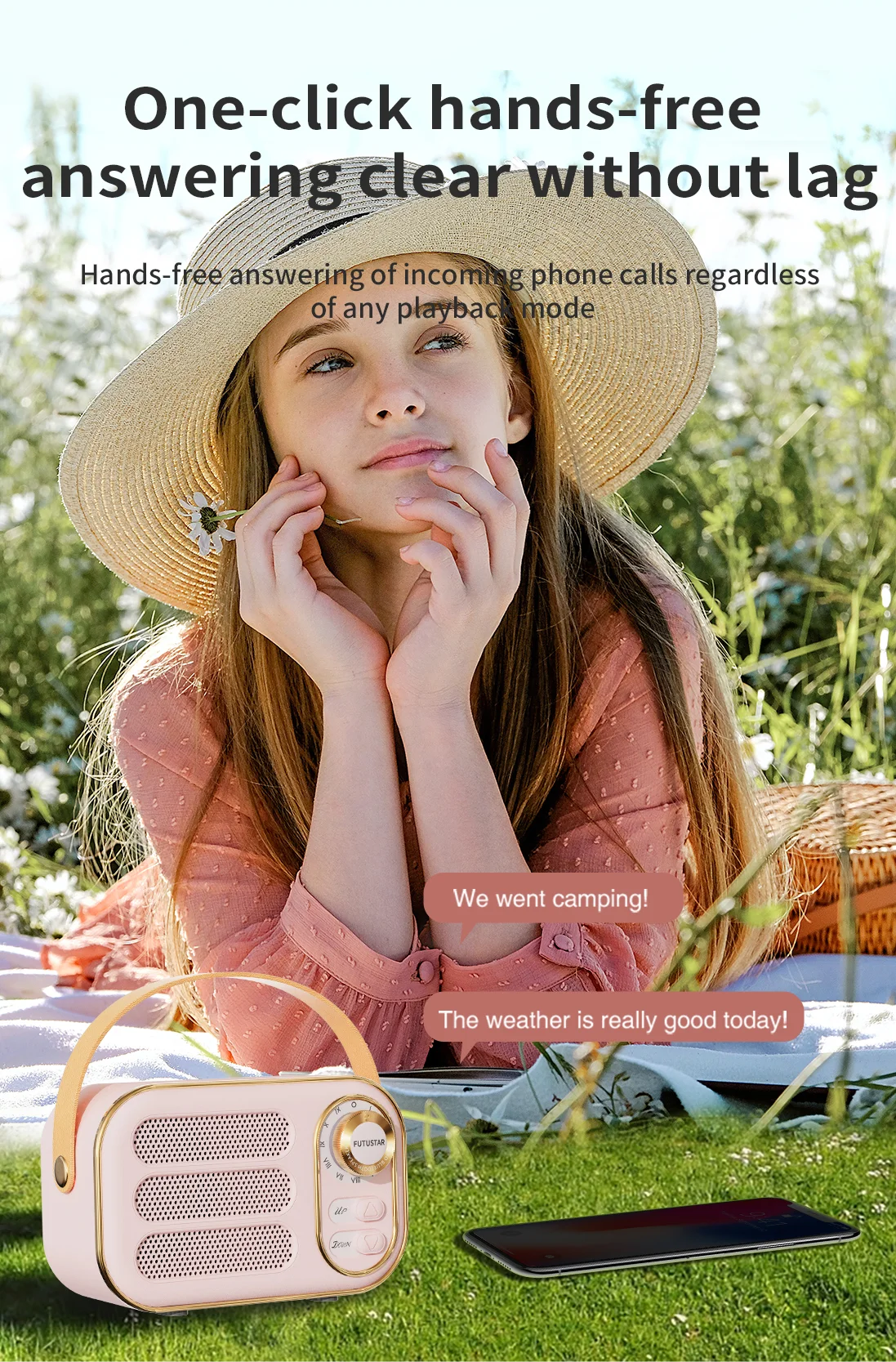 DW13 Latest Portable Wireless Speaker Lovely vintage radio hand-held style Mini Woofer Speaker With FM Radio