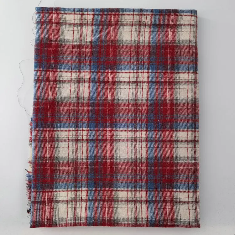 Polyester cotton yarn dyed tartan peach sanded flannel high quality plaid shirt fabric