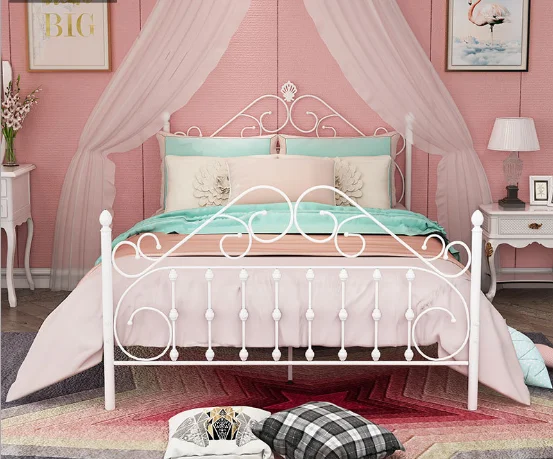 Hot SaleNew Elegant Design Wrought Iron Metal Bed White Color for Bedroom