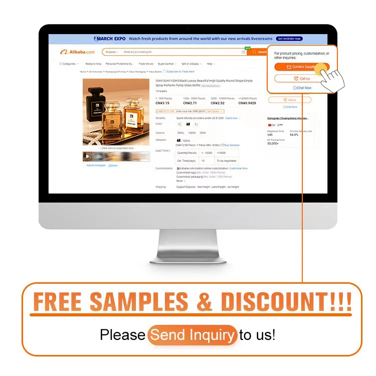 Luxury Women 30ml 50ml Square Spray Glass Perfume Bottle 50ml Wholesale